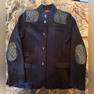 525 America Black Utility Jacket Sweater with Leather Accents
